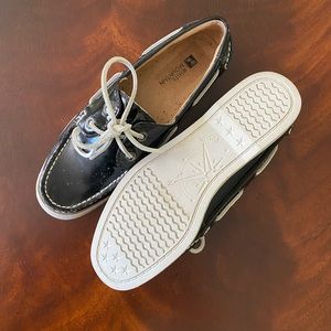 Black Patent Leather Boat Shoes